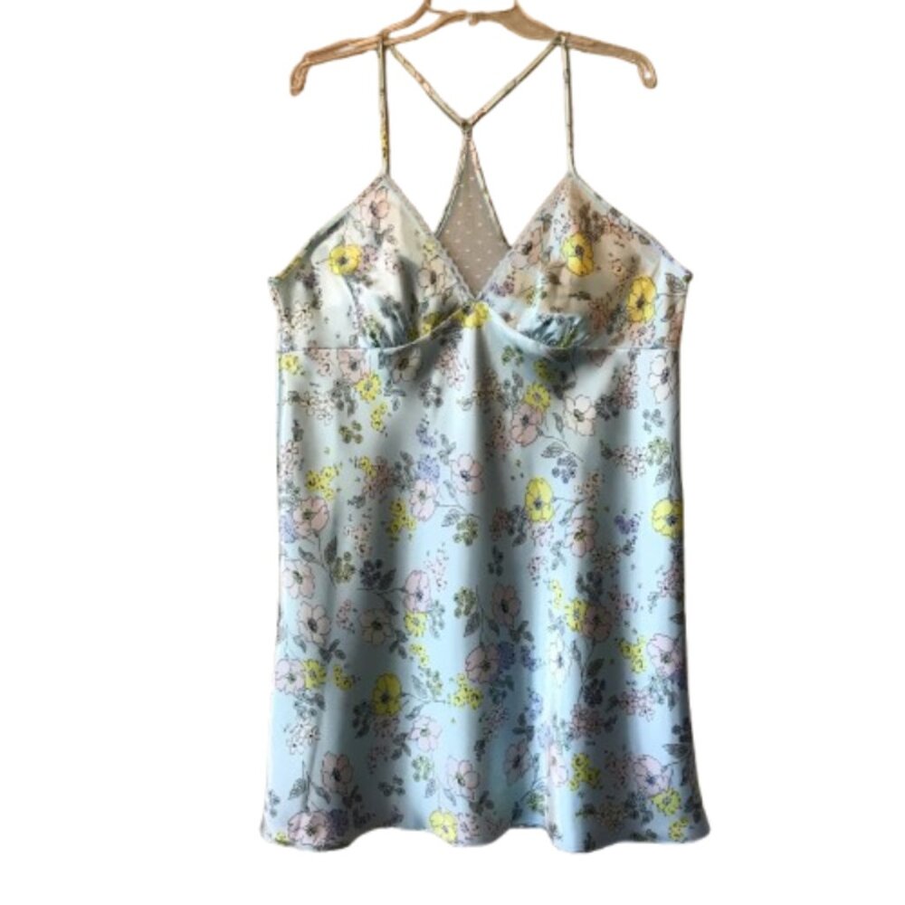 Apt. 9 Intimates Light Blue Floral Satin Short Nightgown Size XXL 2XL